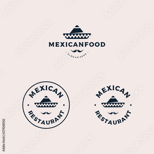 Mexican restaurant badge logo design vector illustration