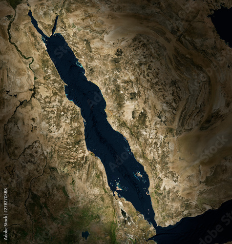 Fototapeta Naklejka Na Ścianę i Meble -  High resolution Satellite image of the Red Sea(Elements of this image furnished by NASA)