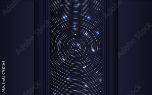 Abstract 3d background with dark blue paper layers. Luxury concept vector geometric design template layout with light glitter shapes texture for use element cover, banner, business, advertising, frame