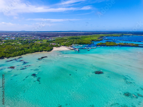 Isabela Island, Galapagos Island, Ecuador, aerial view of coast