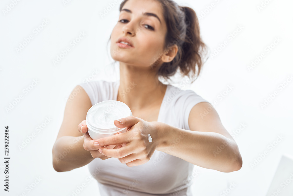 portrait of a young smiling woman with perfect skin portrait of a young smiling woman with perfect skin