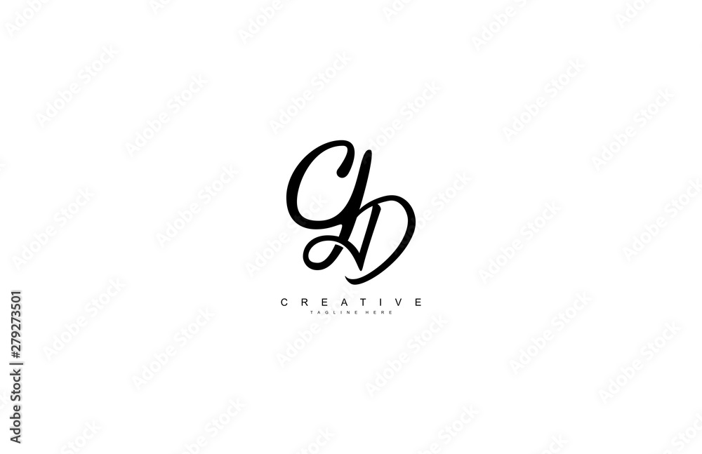 GD Letter Linked Script Calligraphy Creative Logo Design