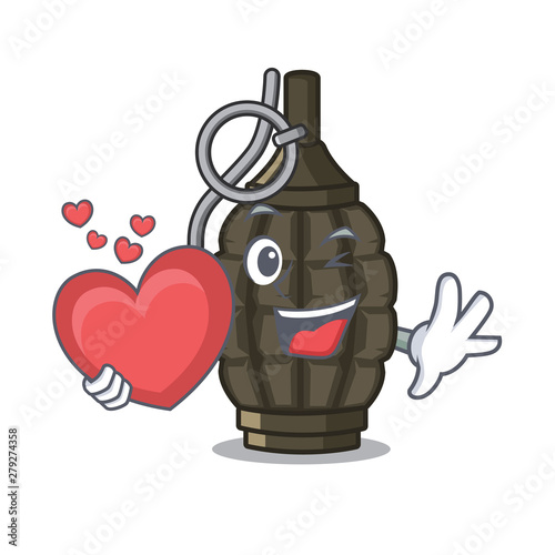 With heart cartoon grenade a in the bag