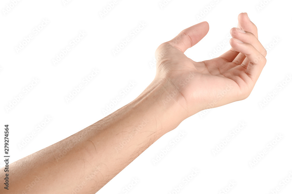 Hand open and ready to help or receive. Gesture isolated on white background with clipping path. Hand open and ready to help or receive. Gesture isolated on white background with clipping path.