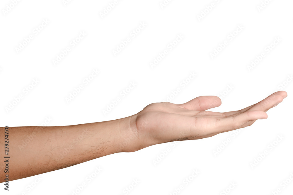 Hand open and ready to help or receive. Gesture isolated on white background with clipping path. Hand open and ready to help or receive. Gesture isolated on white background with clipping path.