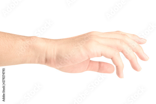 Hand open and ready to help or receive. Gesture isolated on white background with clipping path.