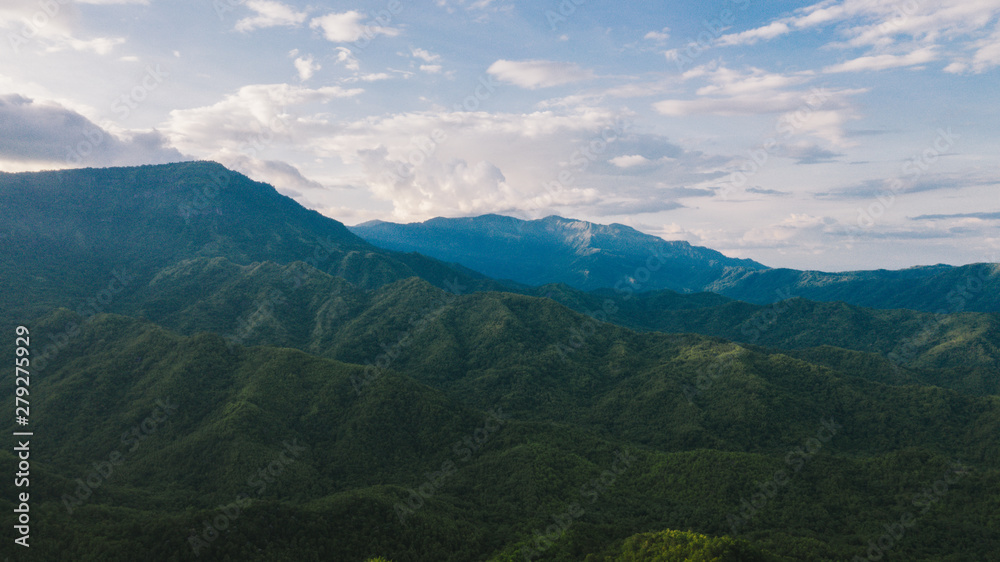 Aerial view of mountains and chewed roads on the mountain during sunset at Khao Kho Viewpoint, Phetchabun Province, Thailand Aerial view of mountains and chewed roads on the mountain during sunset at Khao Kho Viewpoint, Phetchabun Province, Thailand