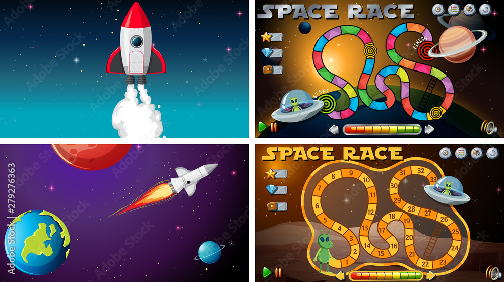 Naklejka premium Set of space scenes