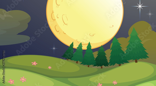 Full moon park scene