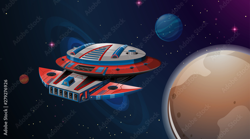 Space ship planet scene Space ship planet scene