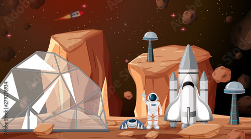 Camp in space scene