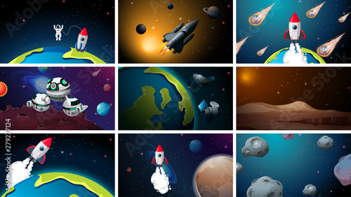 Set of space backgrounds