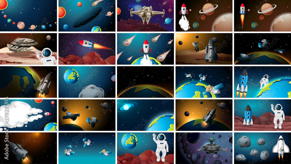 Large set of outer space scenes