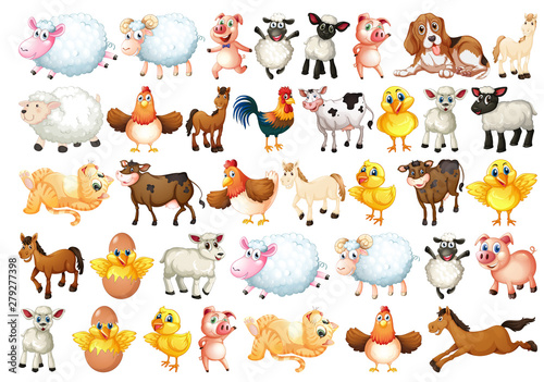 Set of farm animals