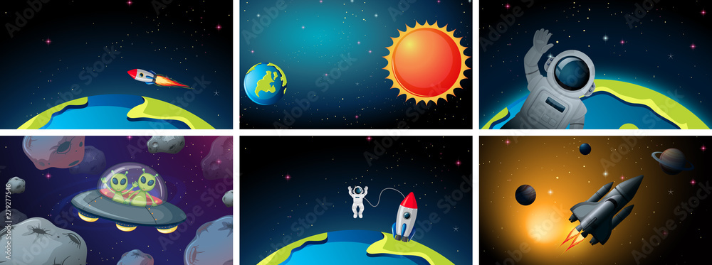 Naklejka premium Set of space backgrounds