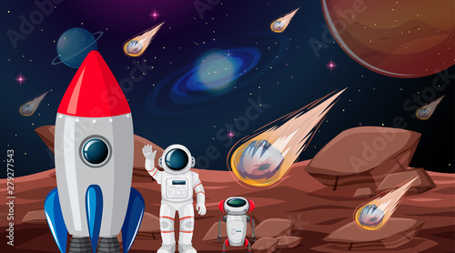 Astronaut on planet scene