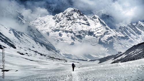 Snow mountain Trekking to Annapurna base camp Nepal
