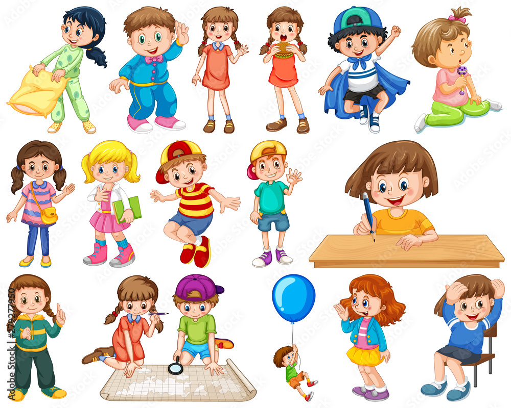 Kids in large group acting our varoous roles Kids in large group acting our varoous roles