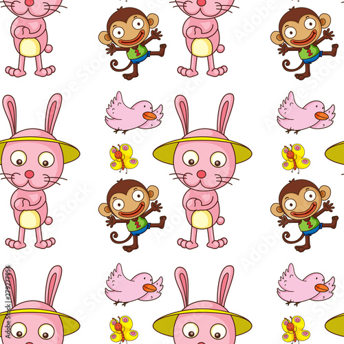 Seamless pattern tile cartoon with animals