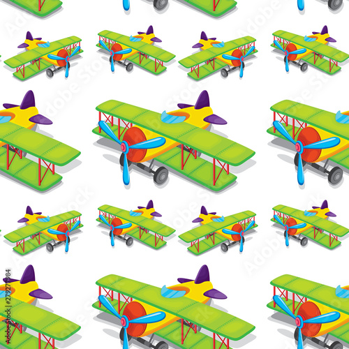 Seamless pattern tile cartoon with toy plane