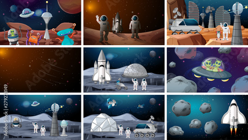 Set of space backgrounds