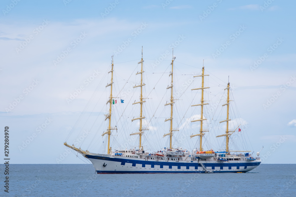 Sailing ship in Amalfi Harbor Marina Coppola, Amalfi Port, province of Salerno, the region of Campania, Amalfi Coast, Costiera Amalfitana, Italy Sailing ship in Amalfi Harbor Marina Coppola, Amalfi Port, province of Salerno, the region of Campania, Amalfi Coast, Costiera Amalfitana, Italy