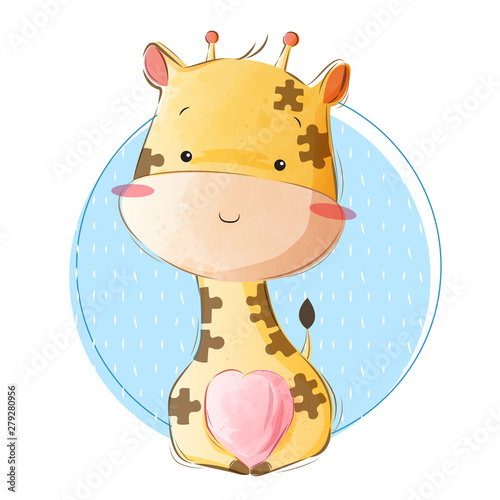 Cute Puzzled Pattern Baby Giraffe