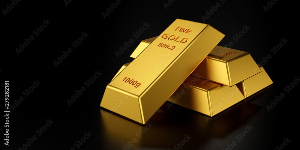 Gold bars for website banner. 3D rendering of gold bars. Gold bars for website banner. 3D rendering of gold bars.