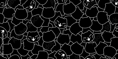 cat seamless pattern vector kitten head scarf isolated Halloween cartoon tile wallpaper repeat background halloween illustration design
