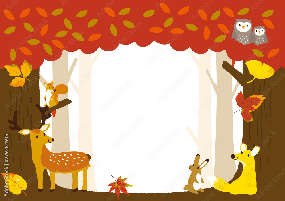 秋イメージイラスト 森の動物たち Stock ベクター Adobe Stock