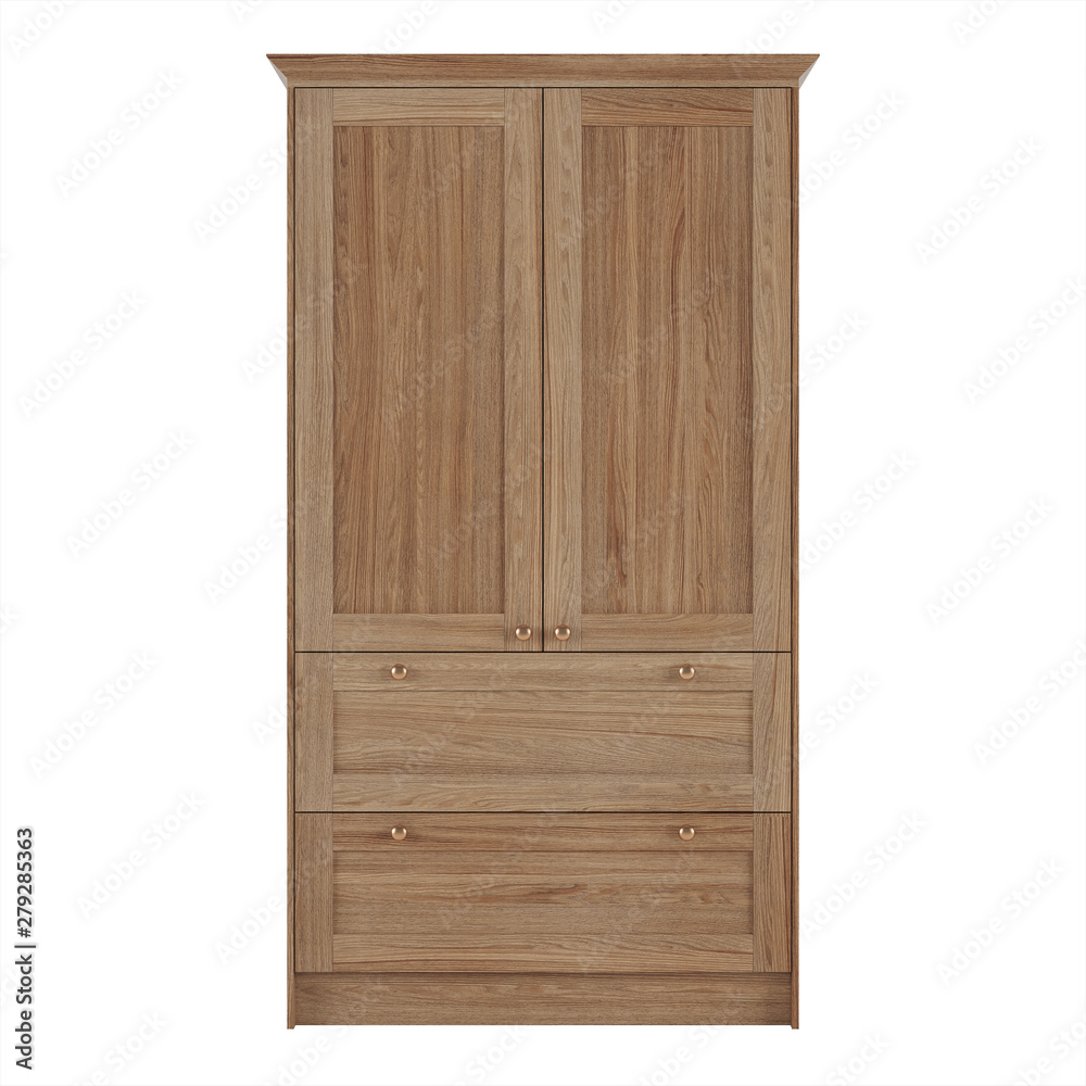 Wardrobe isolated on white background. 3D rendering.