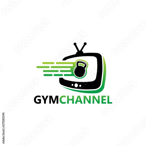 Gym Channel Logo Template Design Vector, Emblem, Design Concept, Creative Symbol, Icon