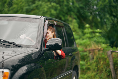 young woman in a car