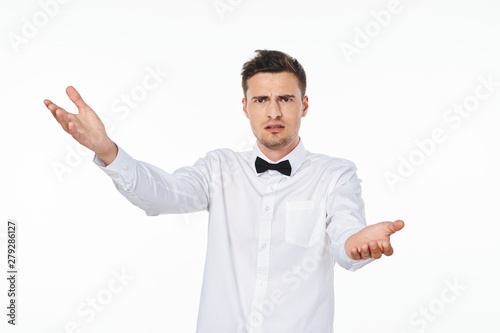 young man pointing at something