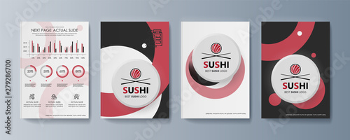 Set of brochures Sushi for marketing the promotion goods and services on market