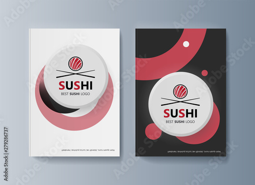 Set of brochures Sushi for marketing the promotion goods and services on market