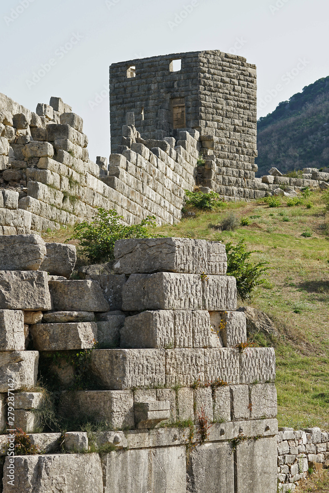 A watchtower in the circuit wall that surrounded ancient Messene in the Peloponnese
