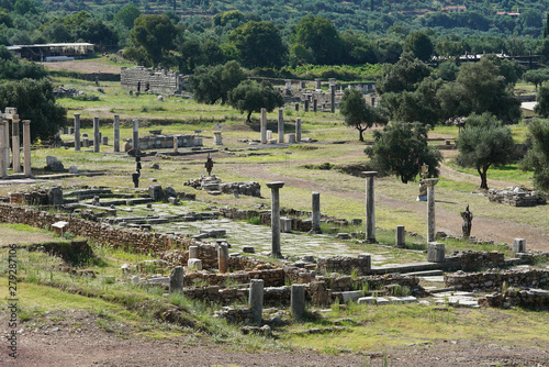 Panoramic view of the ancient Messini archaeological site, south Peloponnese photo