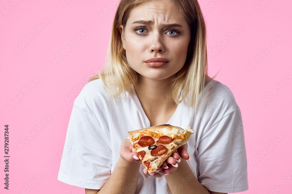 portrait of a girl with pizza