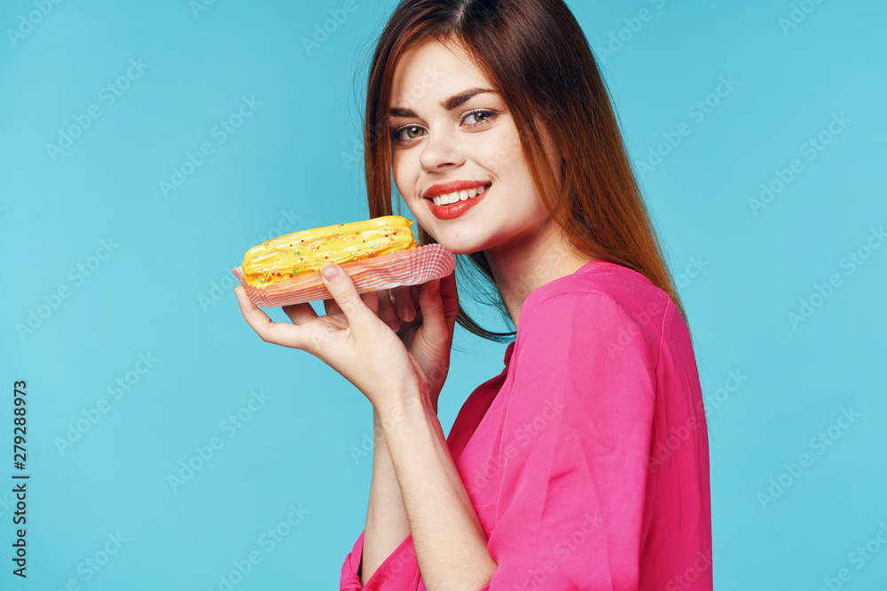 young woman with cake