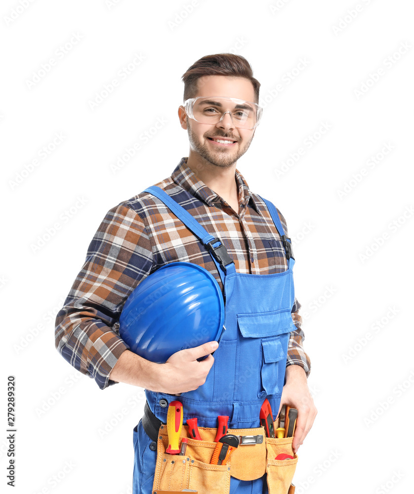 Male electrician on white background Male electrician on white background
