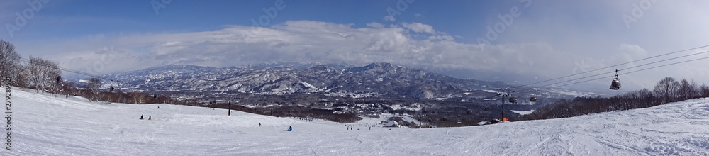 Landscape snow and mountain in Niigata, Japan