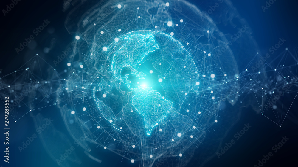 Global network blue background 3D rendering Global network blue background 3D rendering