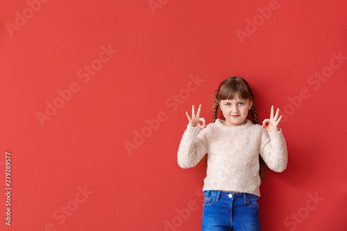 Cute deaf mute girl using s...