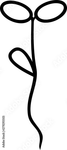 Plant sprout with root and leaf in flat style