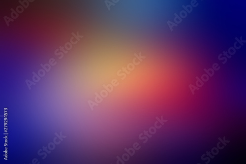 Abstract Blurred Gradient Background in Dark Key. Blue, Violet, Yellow, Red Colors.