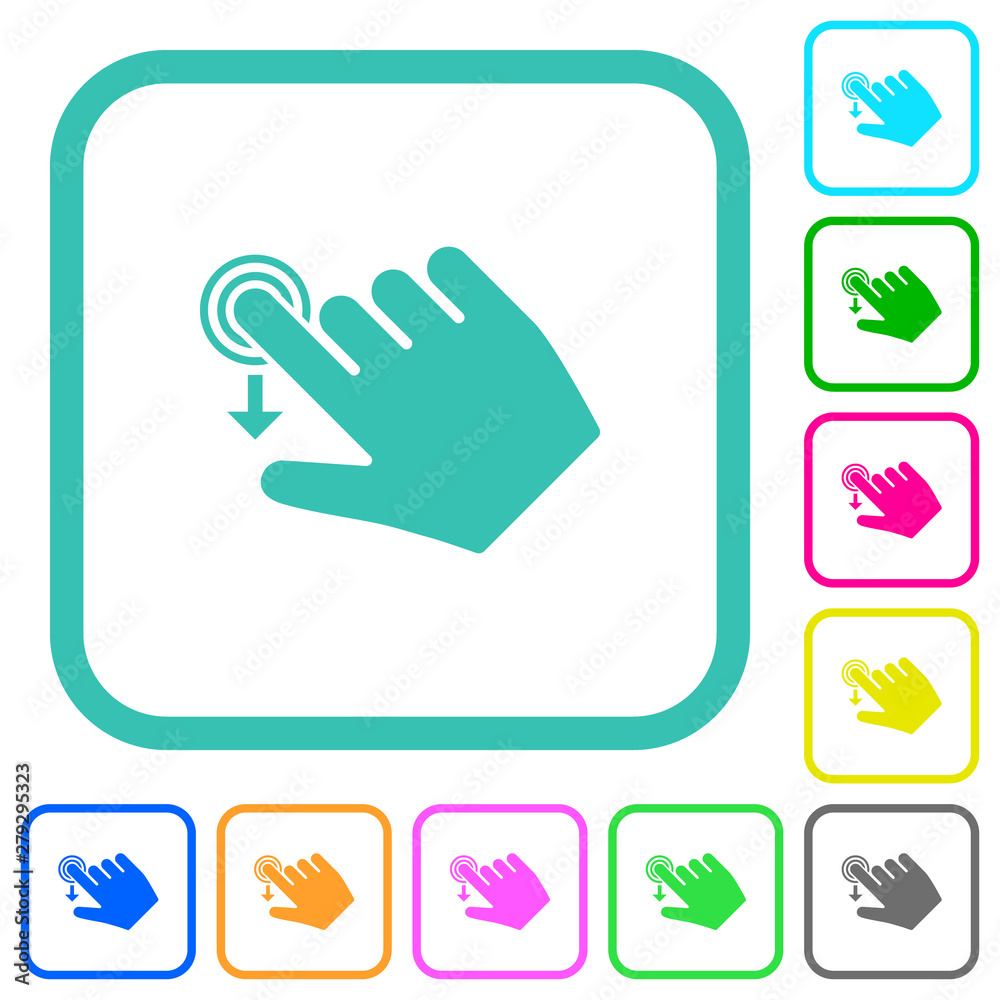 Right handed slide down gesture vivid colored flat icons Right handed slide down gesture vivid colored flat icons