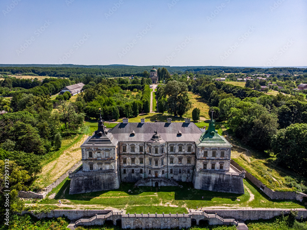 Pidhirtsi Castle, Ukraine. Drone shot