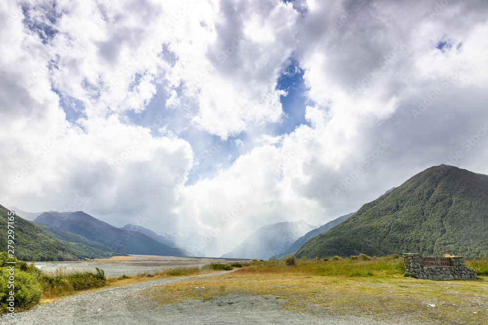 dramatic landscape scenery Arthur's pass in south New Zealand dramatic landscape scenery Arthur's pass in south New Zealand