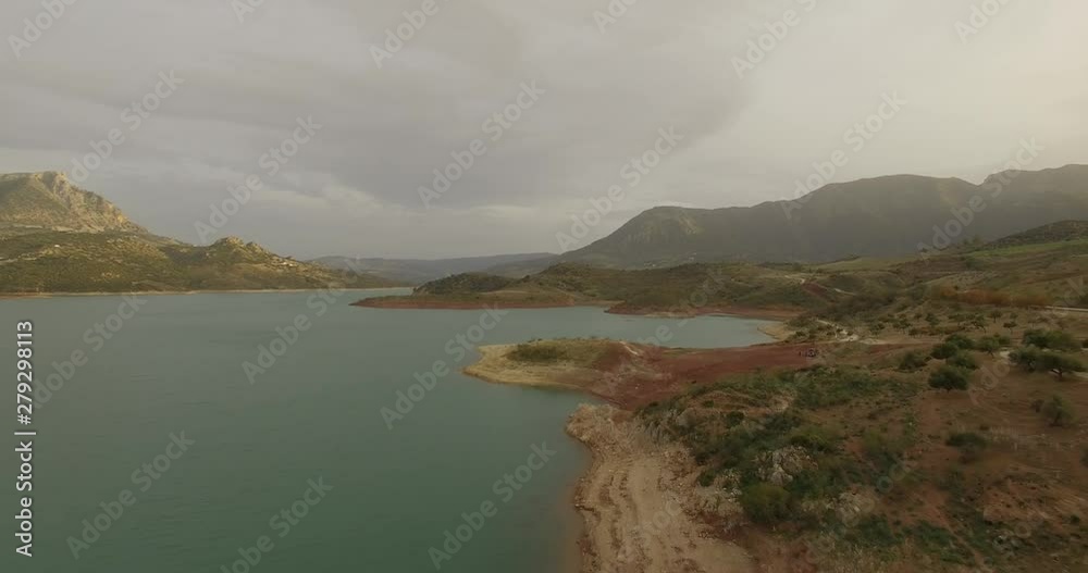 4K Aerial, Flights over barrier lake in Spain, Embalse De Zahara, Andalusia 4K Aerial, Flights over barrier lake in Spain, Embalse De Zahara, Andalusia